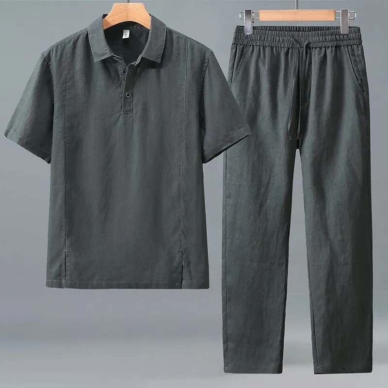 Short Linen Drawstring - Conjunto de Dos Piezas de Lino