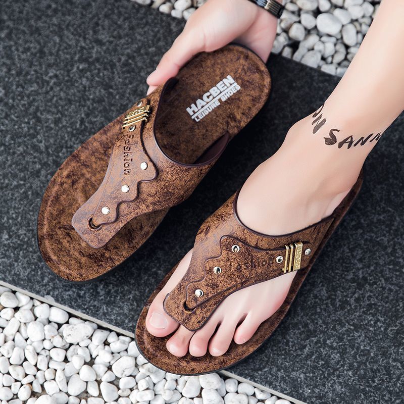 Flip Flop Leather Men - Sandalias de Playa para Hombre 2026,