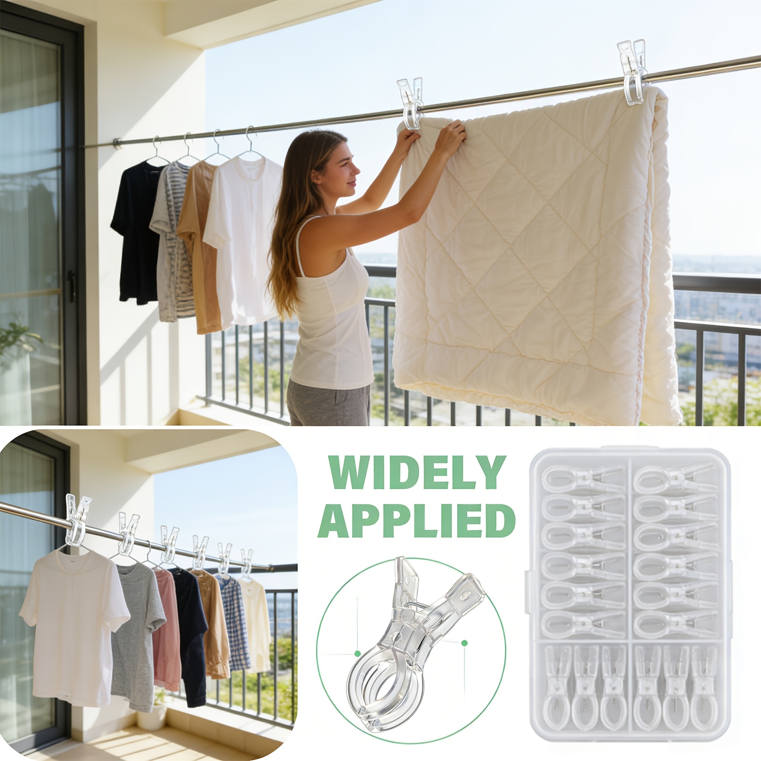 10 Pinzas Grandes Transparente - Beach Towel Large reseña y precio